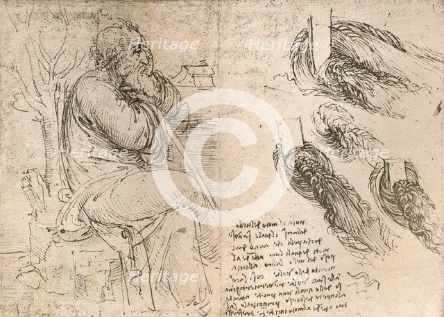 Drawing illustrating the representation of hair falling down in curls, c1472-c1519 (1883). Artist: Leonardo da Vinci.