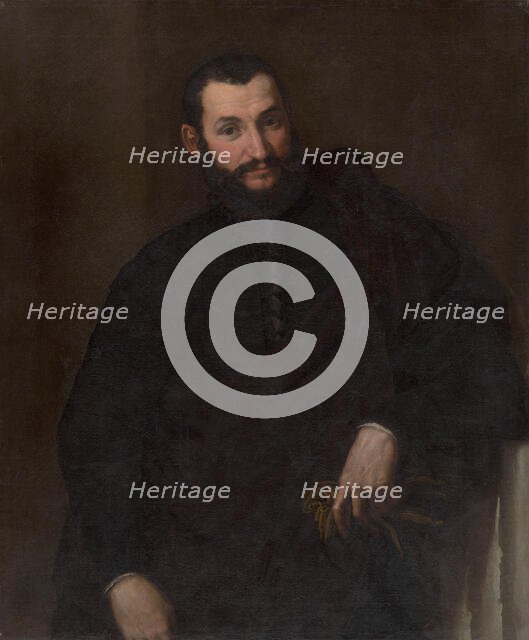 Portrait of a Man (With a Fragment of Antique Column), around 1540. Creator: Paris Bordone.