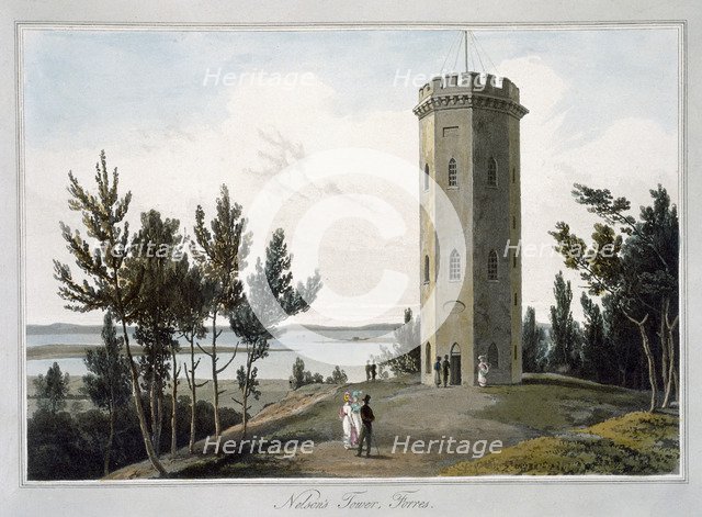'Nelson's Tower, Forres', Moray, Scotland, 1821. Artist: William Daniell