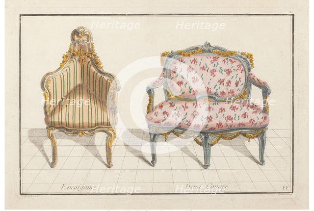 Encoignure, Demi Canapé. Nouvelle Iconologie Historique ou Attributes Hierogliphyques, c.1768. Creator: Delafosse, Jean-Charles (1734-1789).
