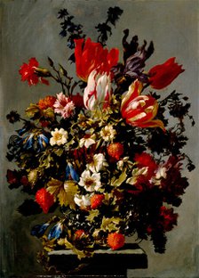 Still Life with Flowers on a Stone Pedestal, probably third quarter of the 17th century. Creator: Unknown.