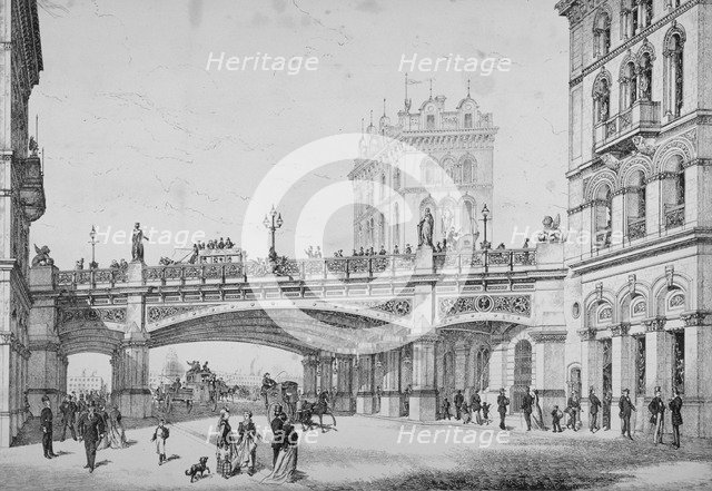Farringdon Street and Holborn Viaduct, City of London, 1869. Artist: Anon