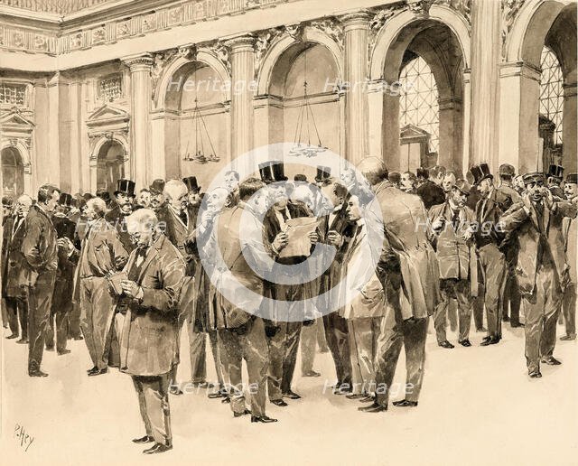 In the trading hall of the Vienna Stock Exchange. Creator: Hey, Paul (1867-1952).