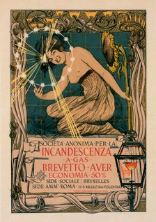 Affiche italienne pour l' "Incandescence par le Gaz, Système Auer", c1897. Creator: Giovanni Mario Mataloni.