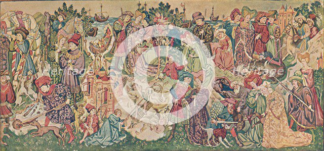 Watercolour rendering of one of the Hardwicke Tapestries, c1902. Artist: Marion Reid