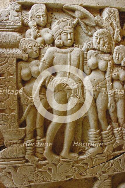 Ashoka with his Queen, 1st-3rd century. Creator: Indian Art.