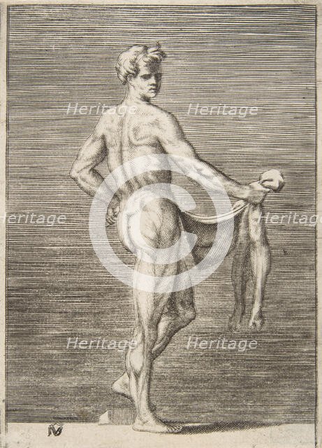 Flayed man seen from behind, 1531-76. Creator: Giulio Bonasone.