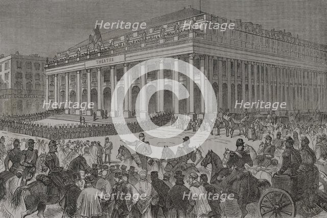 Franco-Prussian War, (1870-1871): Exterior view of the Grand Théâtre de Bordeaux...1871.  Creator: Tomás Carlos Capuz.