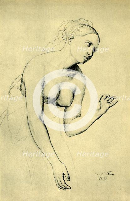 Semi-nude woman, 1821, (1943). Creator: Julius Schnorr von Carolsfeld.
