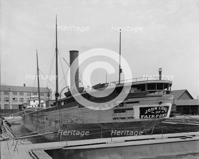 Str. John Craig in dry dock, Detroit, between 1900 and 1905. Creator: B. F. Mills.