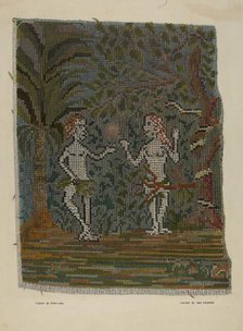 Adam & Eve Embroidered Picture, c. 1941. Creator: Frank Gray.