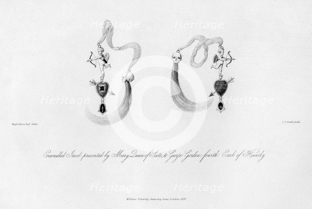 Enamelled jewel presented by Mary Queen of Scots, to George Gordon, 16th century, (1840).Artist: C J Smith