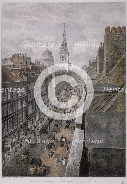 Cheapside, London, 1823. Artist: Thomas Mann Baynes