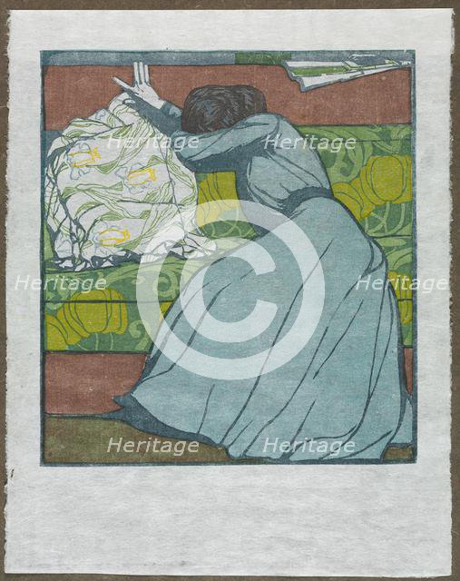 The Cushion (Martha Kurzweil Seated on a Divan), 1903. Creator: Max Kurzweil (Austrian, 1867-1916); Gesellschaft Fur Vervielfaltigende Kunst.