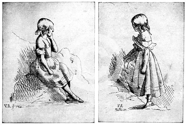 Two etchings by Queen Victoria, 1840.Artist: Queen Victoria