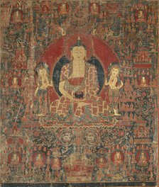 The Jina Buddha of Infinite Light (Amitabha) in His Pure Land Paradise (Sukhavati), 15th century. Creator: Anon.