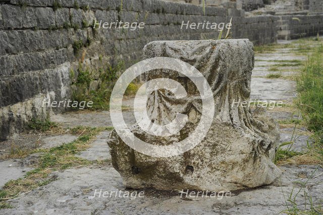 Partial view of the amphitheater ruins, ancient city of Salona, Solin, Croatia, 2018.  Creator: Unknown.