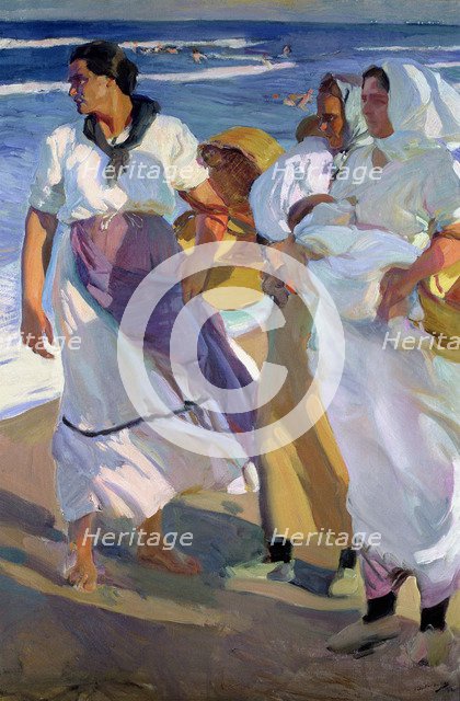  'Fisherwomen of Valencia', Oil, 1915 by Joaquin Sorolla.