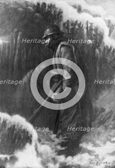 'Sentry duty at a Small Post', First World War, January 1917.Artist: Eugene Zigliara