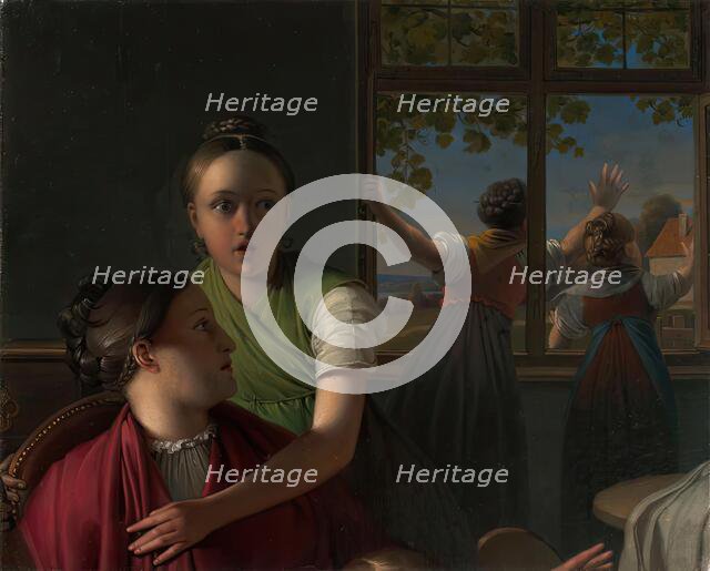 Four girls in one room, 1816-1819. Creator: Johann Peter Krafft.
