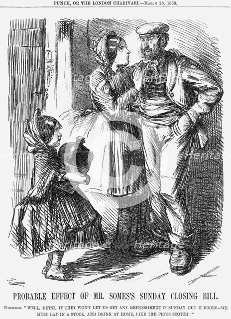 'Probable Effect of Mr.Somes's Sunday Closing Bill', 1863. Artist: John Leech