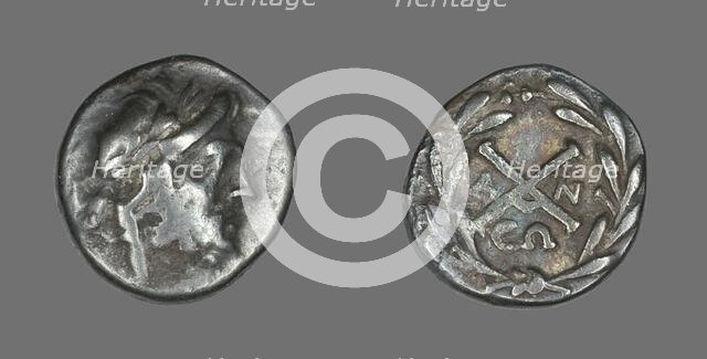 Hemidrachm (Coin) Depicting the God Zeus Amarios, 222-146 BCE. Creator: Unknown.