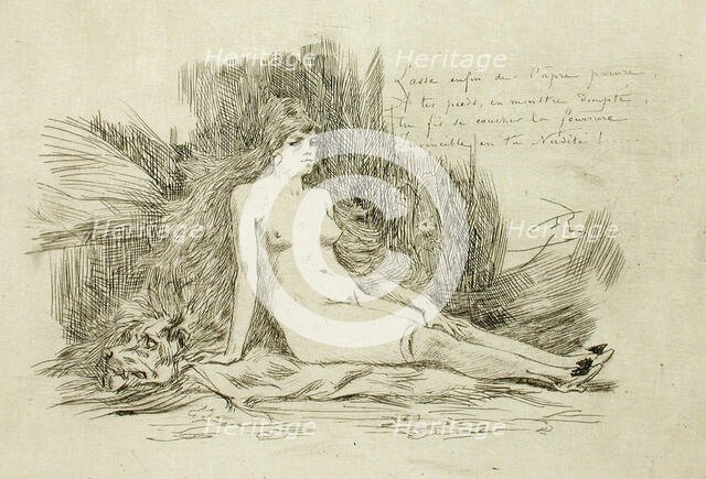 La Grande Femme à la fourrure, assise, 1878. Creator: Félicien Rops.