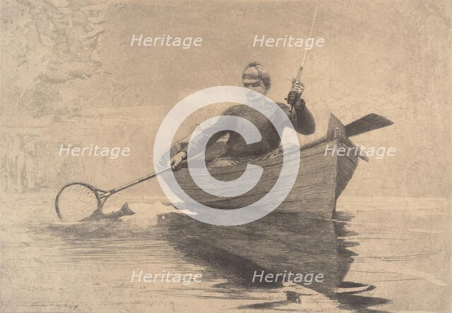 Fly Fishing, Saranac Lake, 1889. Creator: Winslow Homer.