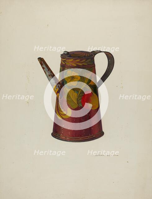 Toleware Teapot, c. 1940. Creator: Oscar Bluhme.