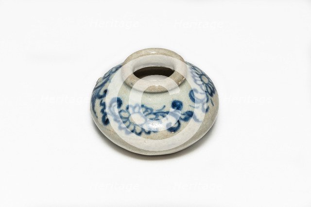 Blue and white jarlet with floral decoration, 14th-15th century. Artist: Unknown.