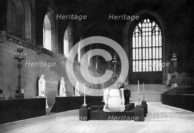 The lying in state of William Gladstone, Westminster Hall, London, 1898 (c1905).Artist: John Benjamin Stone