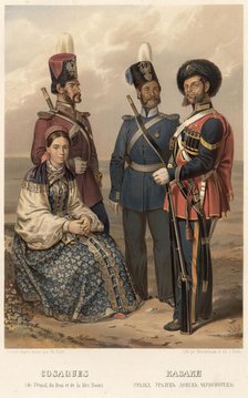Cossacks (Uralka, Ural, Donetsk, Chernomoret), 1862. Creator: Karlis Huns.