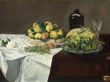 Still Life with Melon and Peaches, c. 1866. Creator: Edouard Manet.