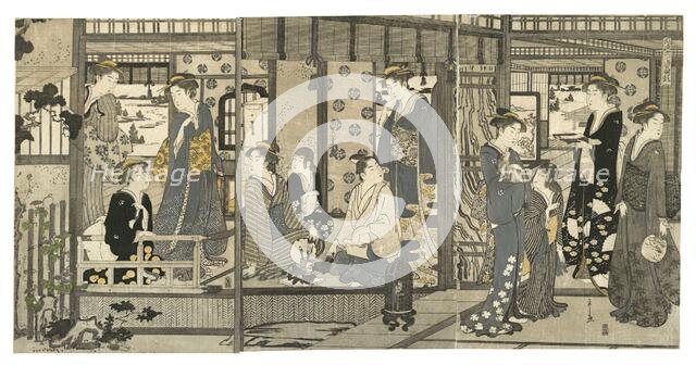 Bellflowers (Asagao), from the series Genji in Fashionable Modern Guise (Furyu yatsushi..., 1789-92. Creator: Hosoda Eishi.