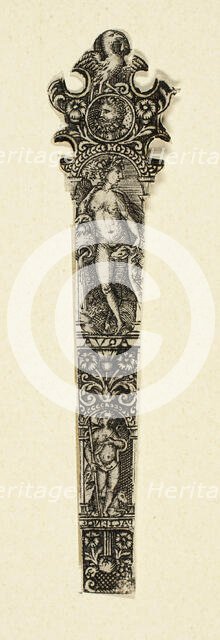 Ornamental Design for Knife Handle with Water, from The Four Elements, c. 1590. Creator: Unknown.