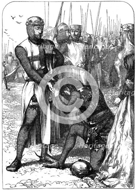 Queen Eleanor intercedes for John. Artist: Unknown