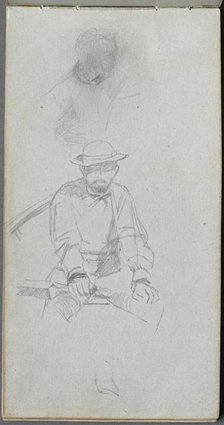 Sketchbook, page 30: Seated male Figure and Figure in Profile. Creator: Ernest Meissonier (French, 1815-1891).