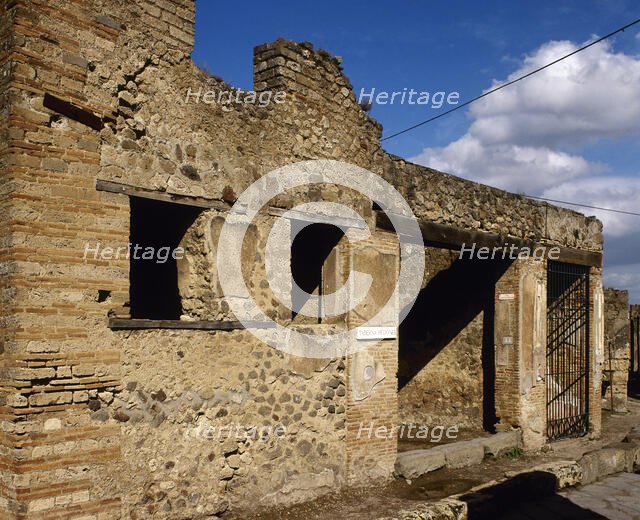 Exterior, thermopolium or tavern of Hedones, Pompeii, Campania, Italy, 2002. Creator: LTL.