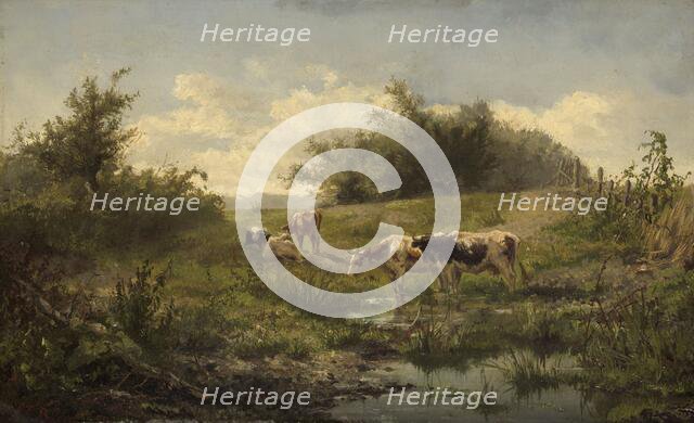 Cows at a Pond, 1856-1858. Creator: Gerard Bilders.