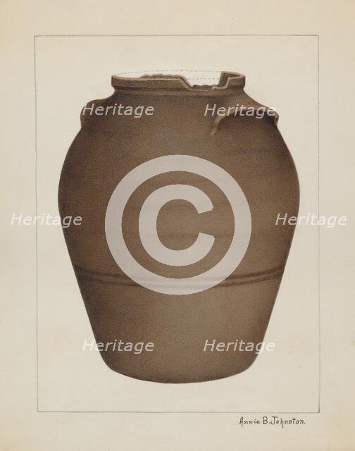 Stoneware Jar, c. 1937. Creator: Annie B Johnston.