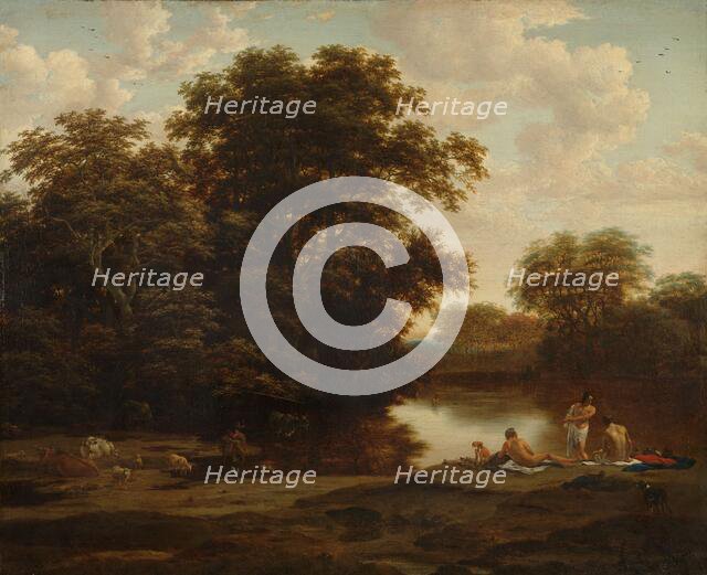 Landscape with Bathers, c.1660. Creator: Joris van der Haagen.