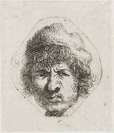 Self-portrait scowling, ca 1631. Creator: Rembrandt van Rhijn (1606-1669).