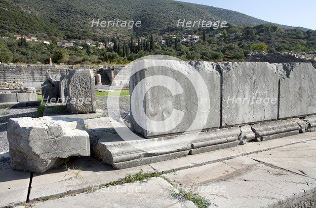 The Temple and Altar of Asklepios, Messene, Greece. Artist: Samuel Magal
