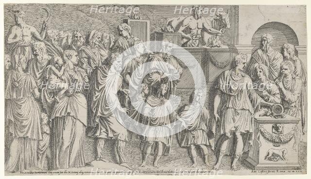 A sacrifice, copied from Trajan's column, ca. 1540-45. Creator: Leon Davent.