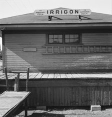 Detail of old railroad station, small farming town, population 108, Irrigon, Oregon, 1939. Creator: Dorothea Lange.