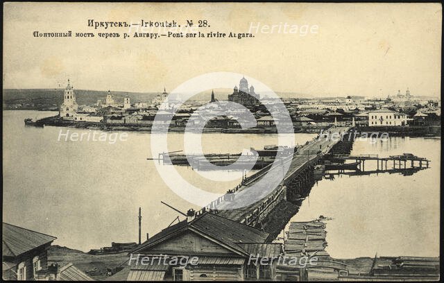 Irkutsk Pontoon bridge over the Angara River, 1904-1914. Creator: Unknown.