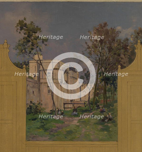 Sketch for the reception hall at the town hall of Vincennes: Views of Vincennes, 1898. Creator: Paul Leon Felix Schmitt.