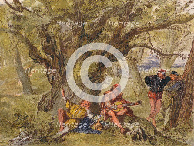 'As You Like It: Act II, Scene V. Under the Greenwood Tree, sung by Amiens, c1875. Artist: Sir John Gilbert.