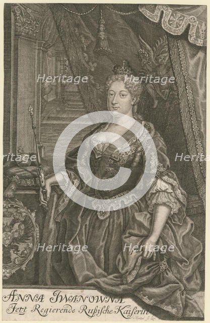 Portrait of Empress Anna Ioannovna (1693-1740), 1733. Artist: Mentzel (Menzel), Johann Georg (1677-1743)