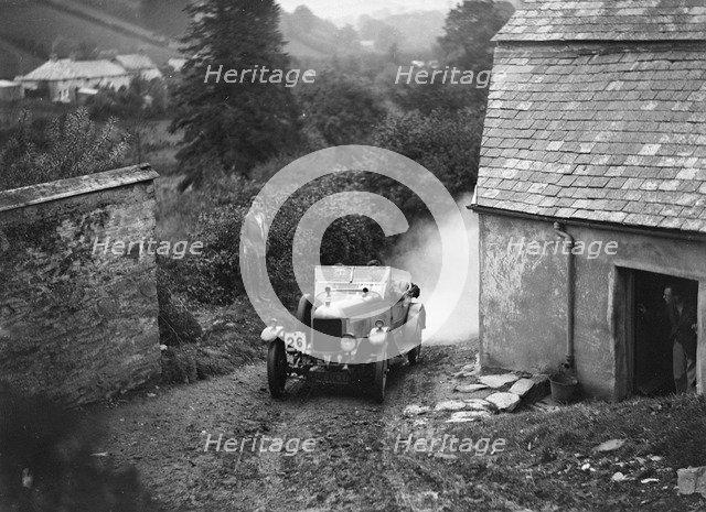 Morris or MG 14/28 of MH Fortlage competing in the JCC Lynton Trial, 1932. Artist: Bill Brunell.